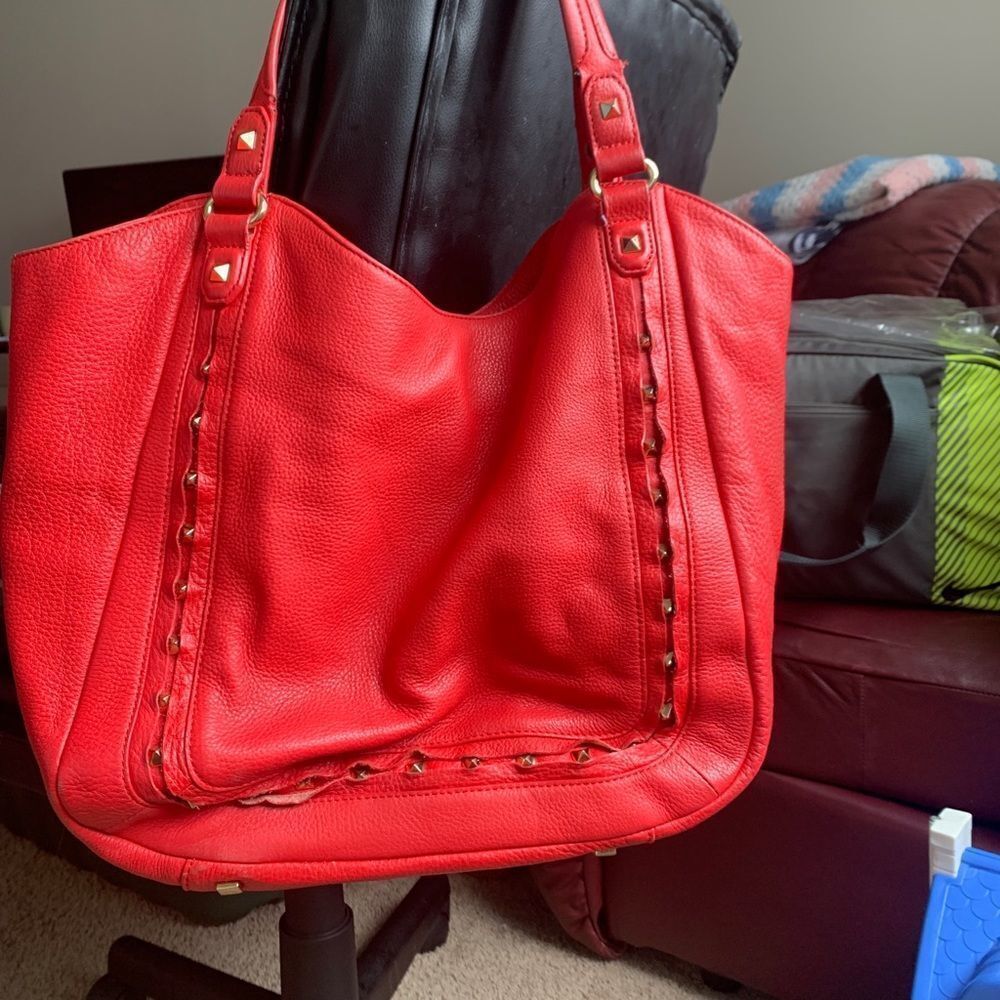 Vince Camuto Genuine Leather Red Bag Purse Tote‎